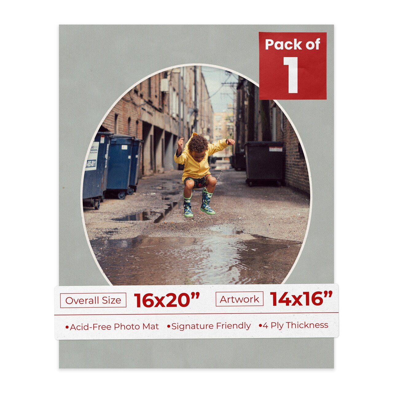 Light Grey Suede Mat Board for 16x20 Frames - Oval Opening for 14x16 Photos